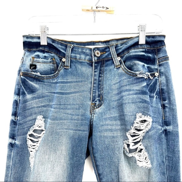 KanCan Boyfriend Jeans Destroyed Denim Holey Knees KC6107L - Picture 5 of 10